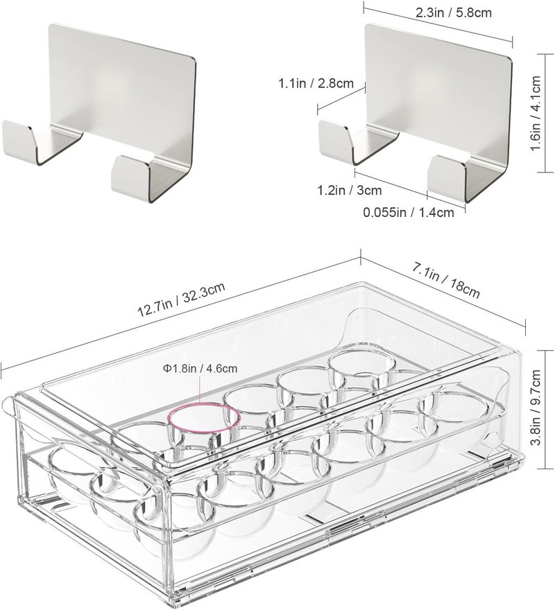 APLOP BPA Free Stackable Egg Container - 18 Egg Refrigerator Organizer with 2 Kitchen Hooks, Clear - Image 2